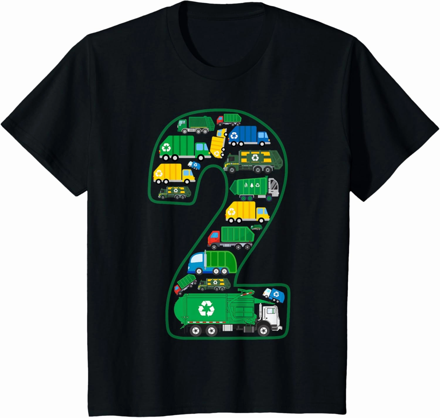 Kids Garbage Truck Boy 2nd Birthday 2 Years Old Garbage Truck Boy T-Shirt