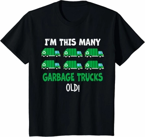 Kids I'm This Many Garbage Trucks Old 6 Year Old 6th Birthday T-Shirt