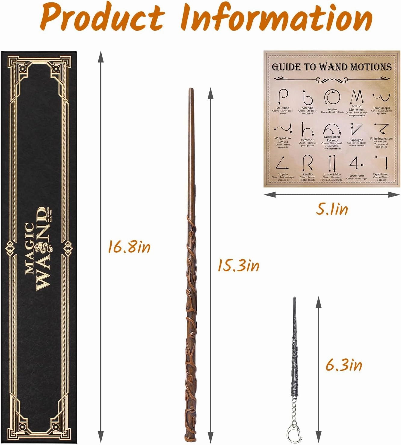 KingVows Magic Witch Wand Wizard Props for Kids Witchcraft Cosplay Accessories Sorcerer Collection with Gift Box (Leaf)