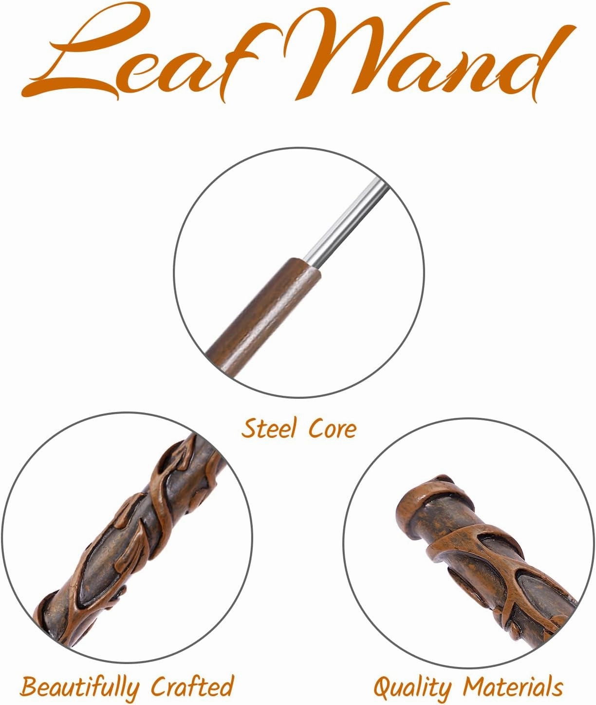 KingVows Magic Witch Wand Wizard Props for Kids Witchcraft Cosplay Accessories Sorcerer Collection with Gift Box (Leaf)