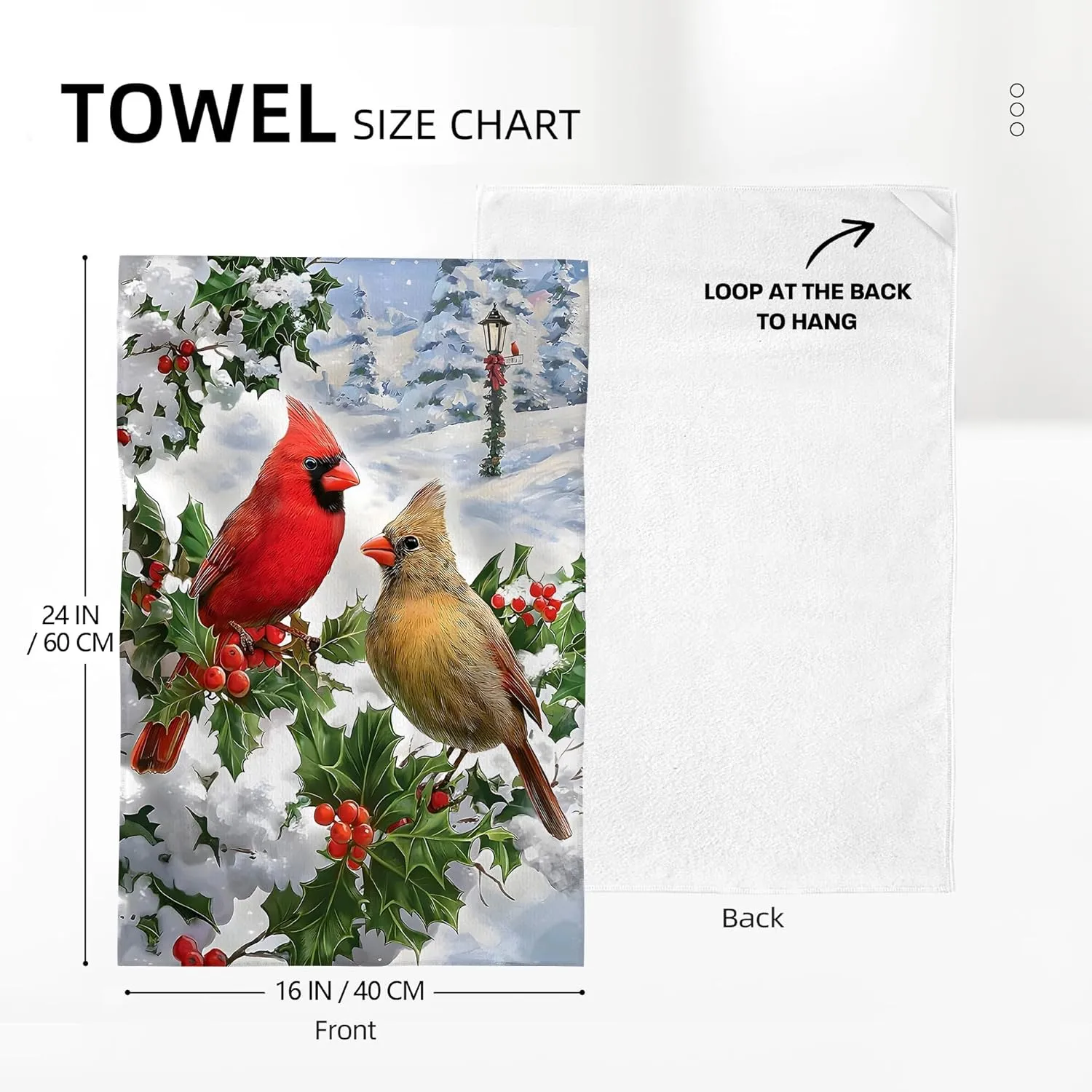 Kitchen Dish Towels Winter Cardinal Birds Hand Towels Set of 2 Housewarming F