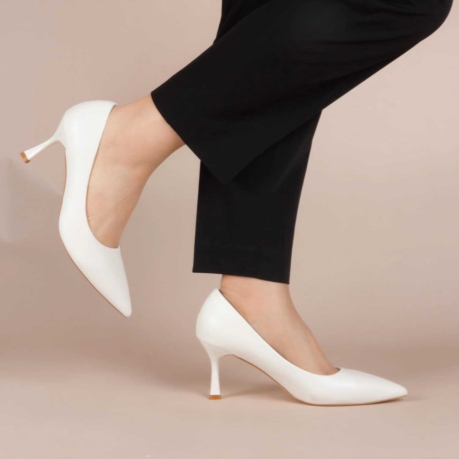 Kitten Heels Pumps Women Pointed Closed Toe Pumps Shoes for Work Wedding Party Slip-On Pumps Shoes for Lady Size 6-10