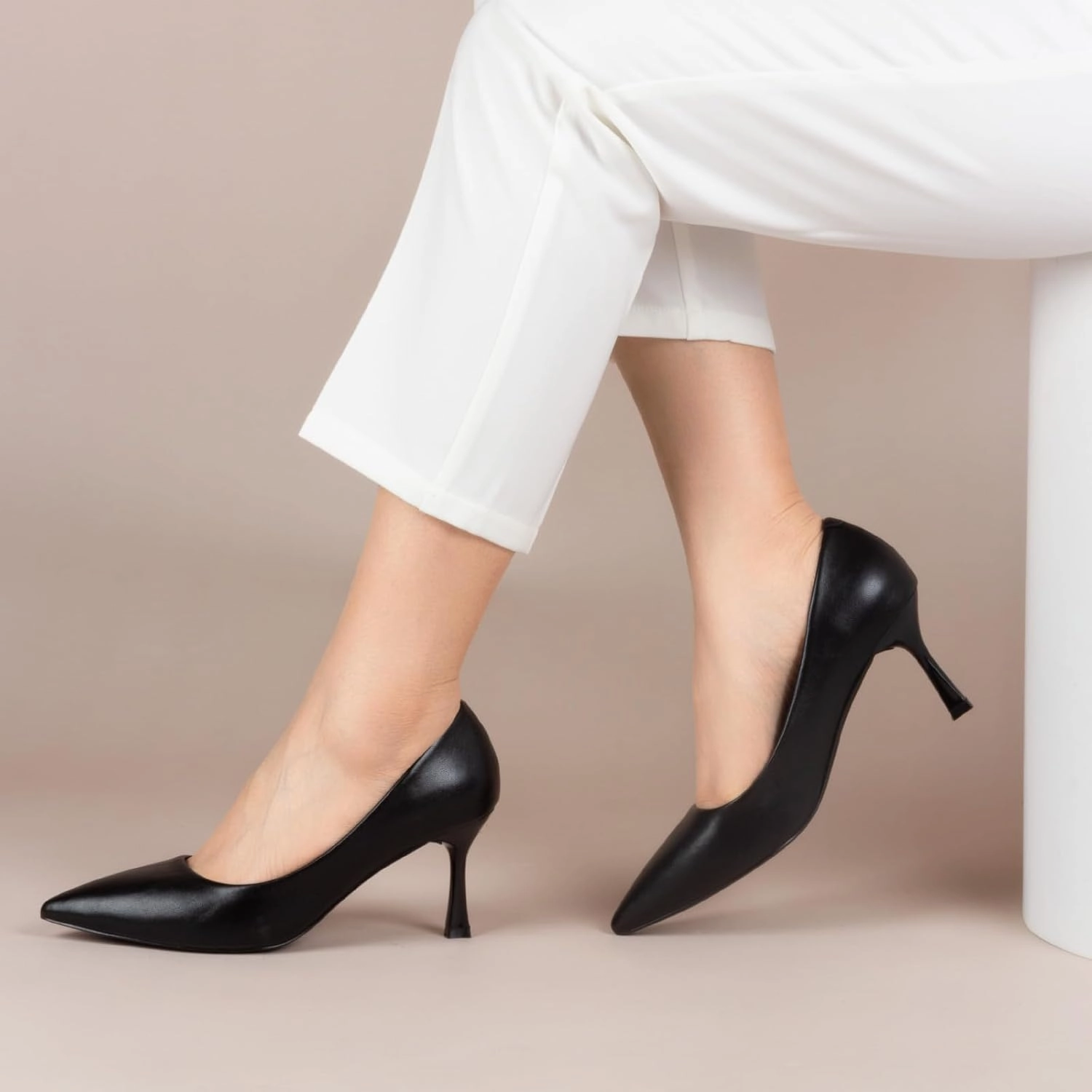 Kitten Heels Pumps Women Pointed Closed Toe Pumps Shoes for Work Wedding Party Slip-On Pumps Shoes for Lady Size 6-10
