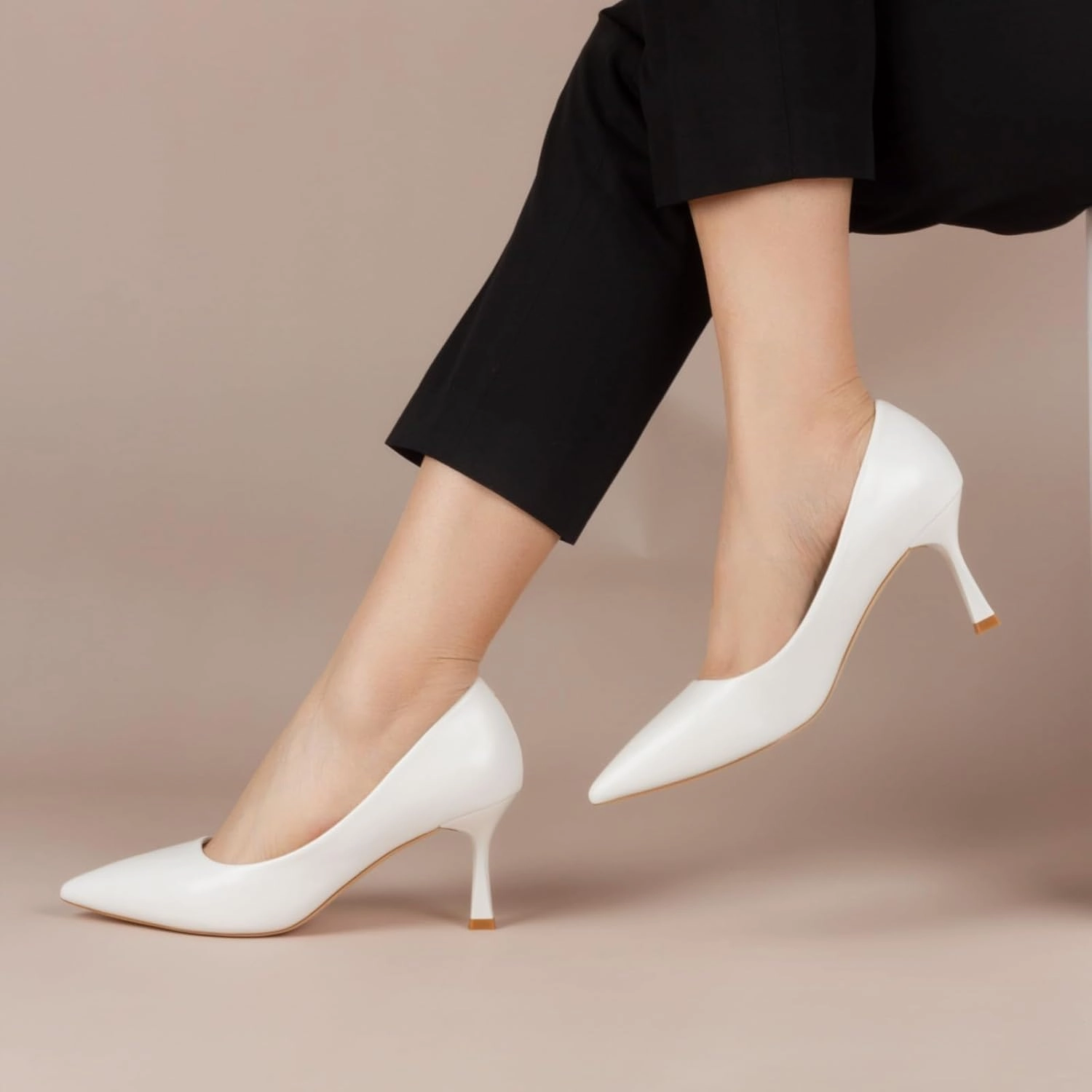Kitten Heels Pumps Women Pointed Closed Toe Pumps Shoes for Work Wedding Party Slip-On Pumps Shoes for Lady Size 6-10