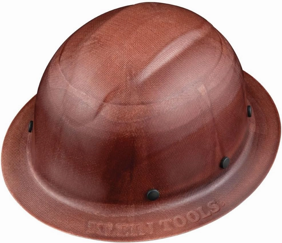 Klein Tools 60452 Hard Hat, Full Brim, Class G KONSTRUCT Series Hard Hat, Sweat-Wicking Sweatband, Top Pad, Brown