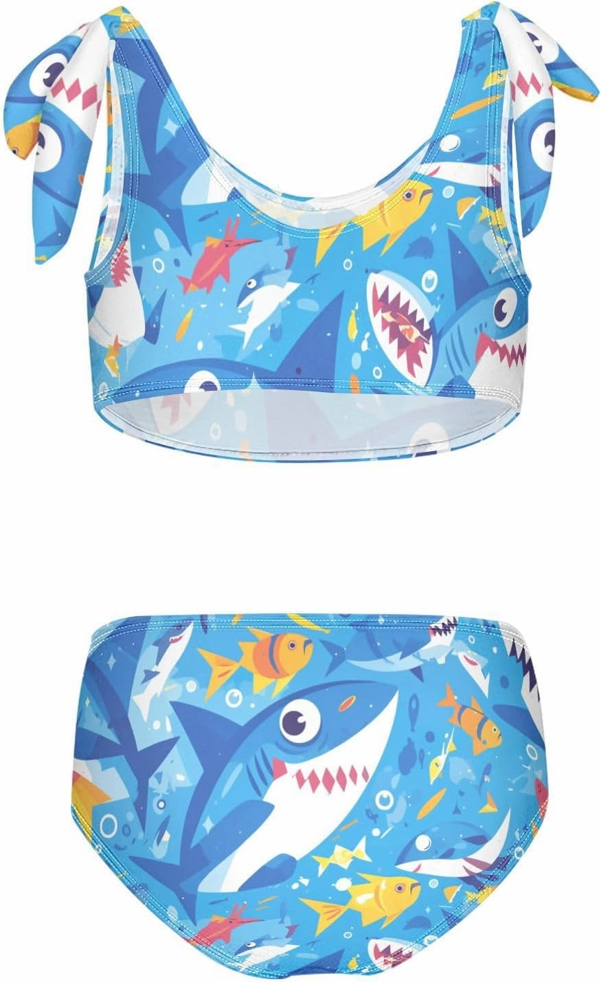 KLL Ocean Fish sea Masco Girl Two Pieces Bikini Set Beach Bathing Suit Swimwear Cute Shoulder Strap