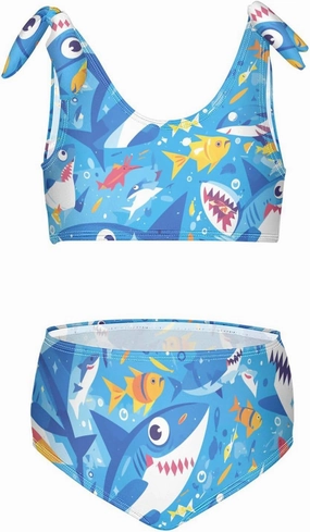 KLL Ocean Fish sea Masco Girl Two Pieces Bikini Set Beach Bathing Suit Swimwear Cute Shoulder Strap
