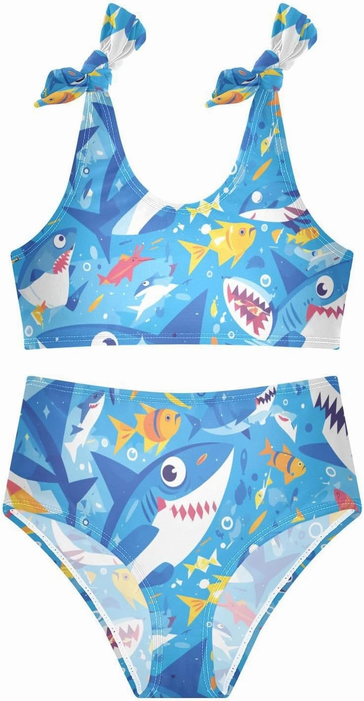 KLL Ocean Fish sea Masco Girl Two Pieces Bikini Set Beach Bathing Suit Swimwear Cute Shoulder Strap