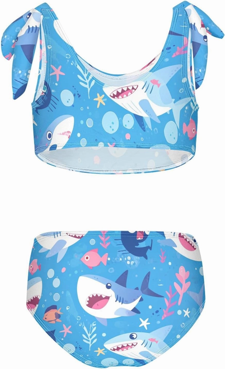 KLL Ocean Fish sea Masco Girl Two Piecing Bikini Sets Quick-Dry Bathing Suit Swimming Suits Adjustable Strap