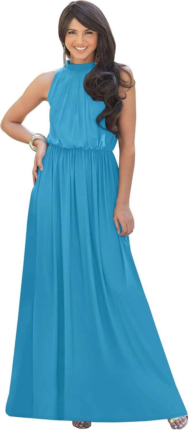 KOH KOH 2025 Sexy Sleeveless Summer Formal Flowy Casual Gown