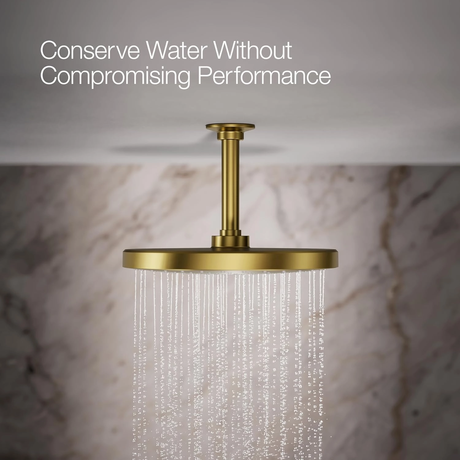 KOHLER Awaken Rainhead Showerhead, 2.5 GPM, Vibrant Brushed Modern Brass
