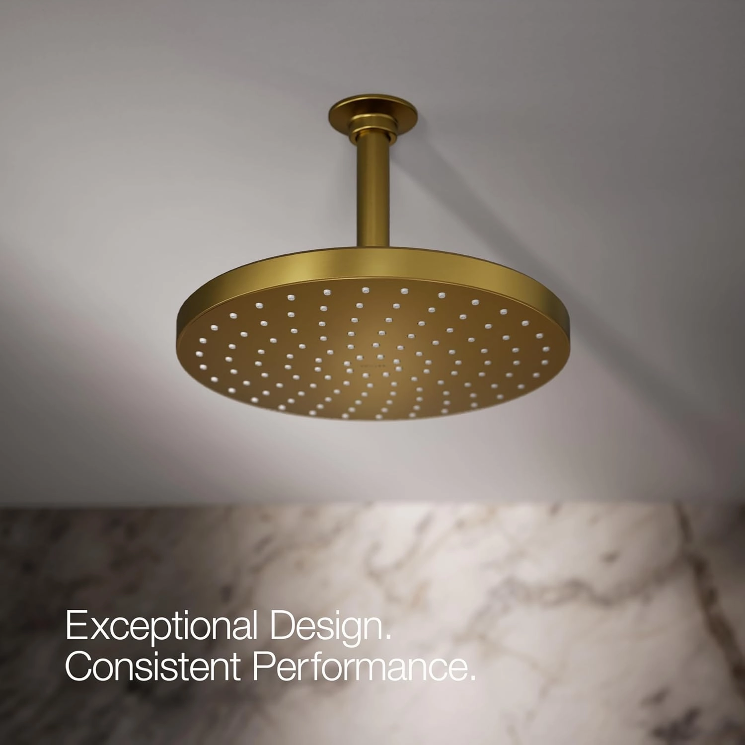 KOHLER Awaken Rainhead Showerhead, 2.5 GPM, Vibrant Brushed Modern Brass