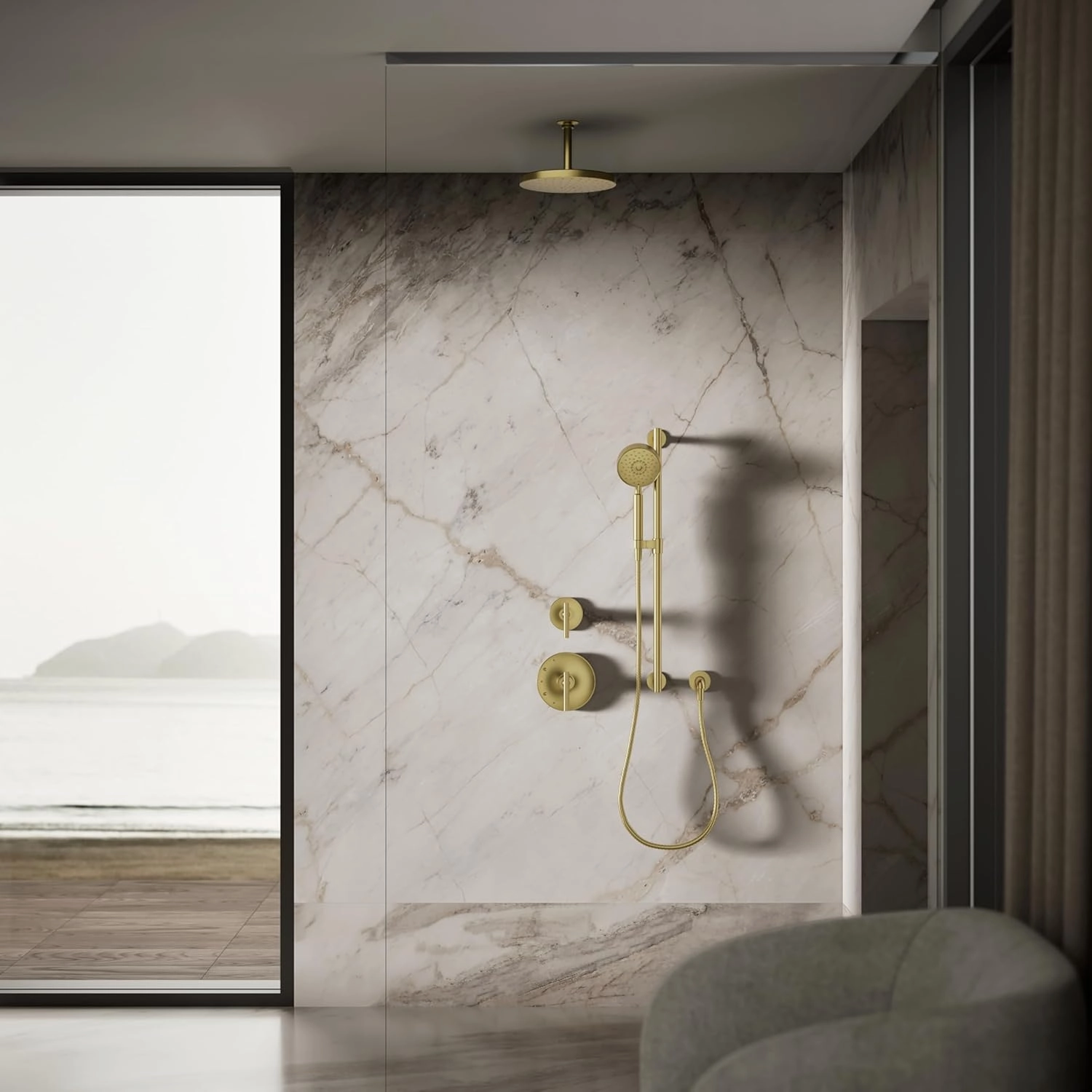 KOHLER Awaken Rainhead Showerhead, 2.5 GPM, Vibrant Brushed Modern Brass