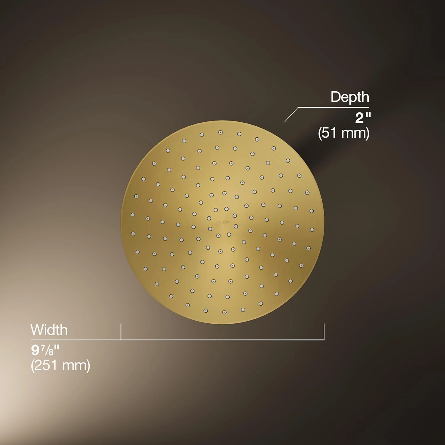 KOHLER Awaken Rainhead Showerhead, 2.5 GPM, Vibrant Brushed Modern Brass