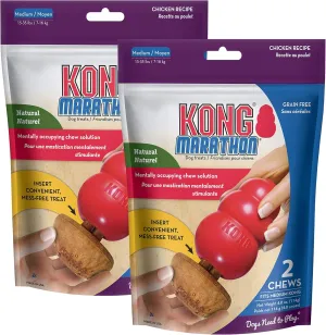 KONG Marathon - Pet Supplies for Training & Playtime - Healthy Dog Treat for KONG Dog Toys - For Medium Dogs - Chicken Flavor - 2 Pack (4 Pieces Total)
