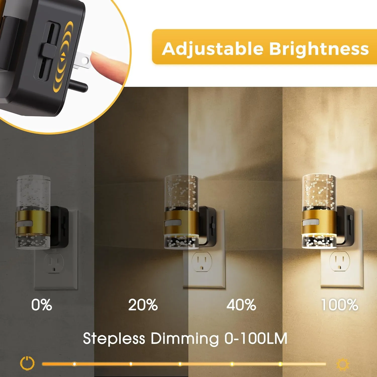 L LOHAS LED Motion Sensor Night Light,Dimmable Night Lights Plug into Wall, Acrylic Nightlight with 0-100 LM Adjustable Brightness, 3000K Plug in Night Light with Motion Activated for Bathroom Hallway