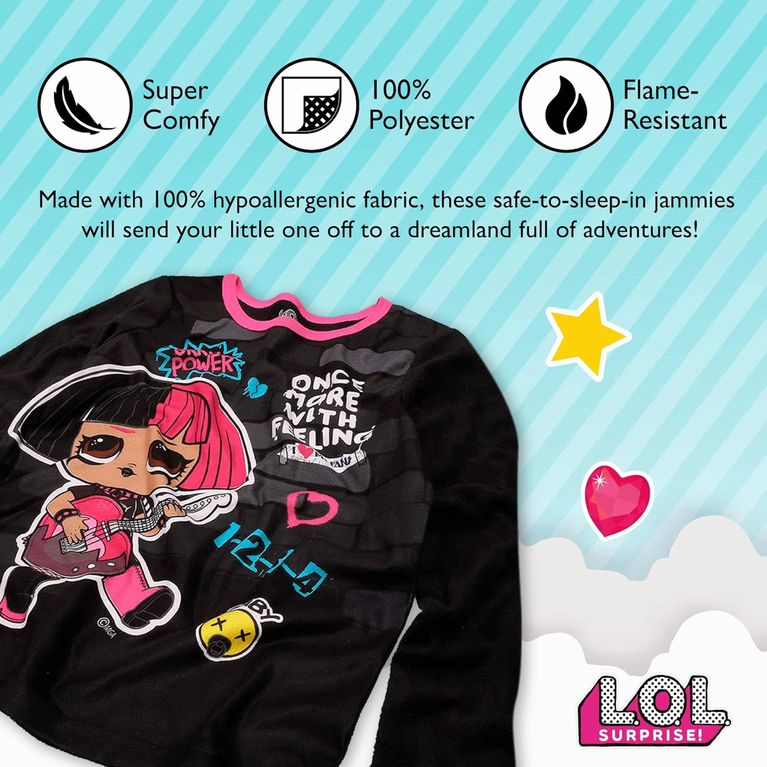 L.O.L. Surprise! Girls' 2-Piece Loose-fit Pajama Set, Soft & Cute for Kids
