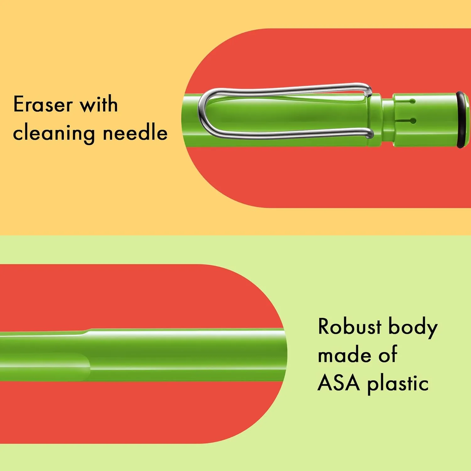 LAMY safari green - Mechanical Pencil with ergonomic grip & body made of robust ASA plastic - ideal for drawing & writing - including LAMY M 41 fine line refill 0.5 mm & eraser tip