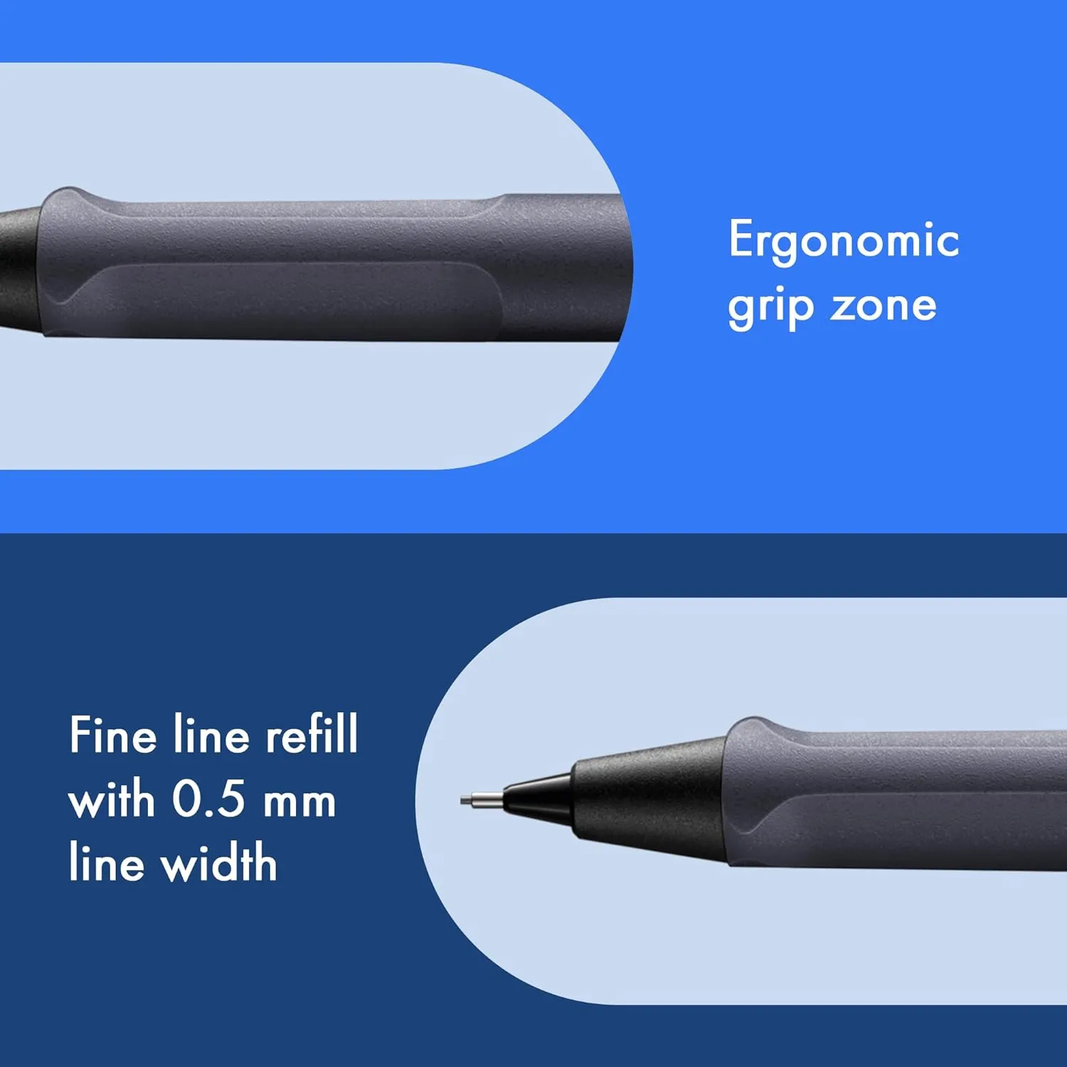 LAMY safari steel black - Mechanical Pencil with ergonomic grip & body made of robust ASA plastic - ideal for drawing & writing - including LAMY M 41 fine line refill 0.5 mm & eraser tip