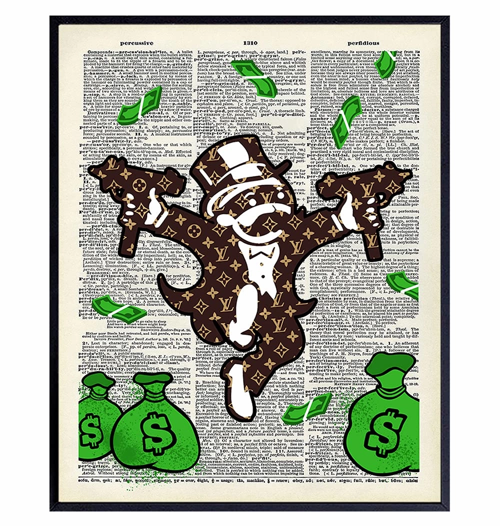 LARGE 11X14 - Designer LV Monopoly Man Poster - Glam Fashion Design - Urban Street Art - Graffiti Wall Art Print - Room Decoration for Dorm, Office, Teens Bedroom – Cool Gift – High Fashion Home Decor