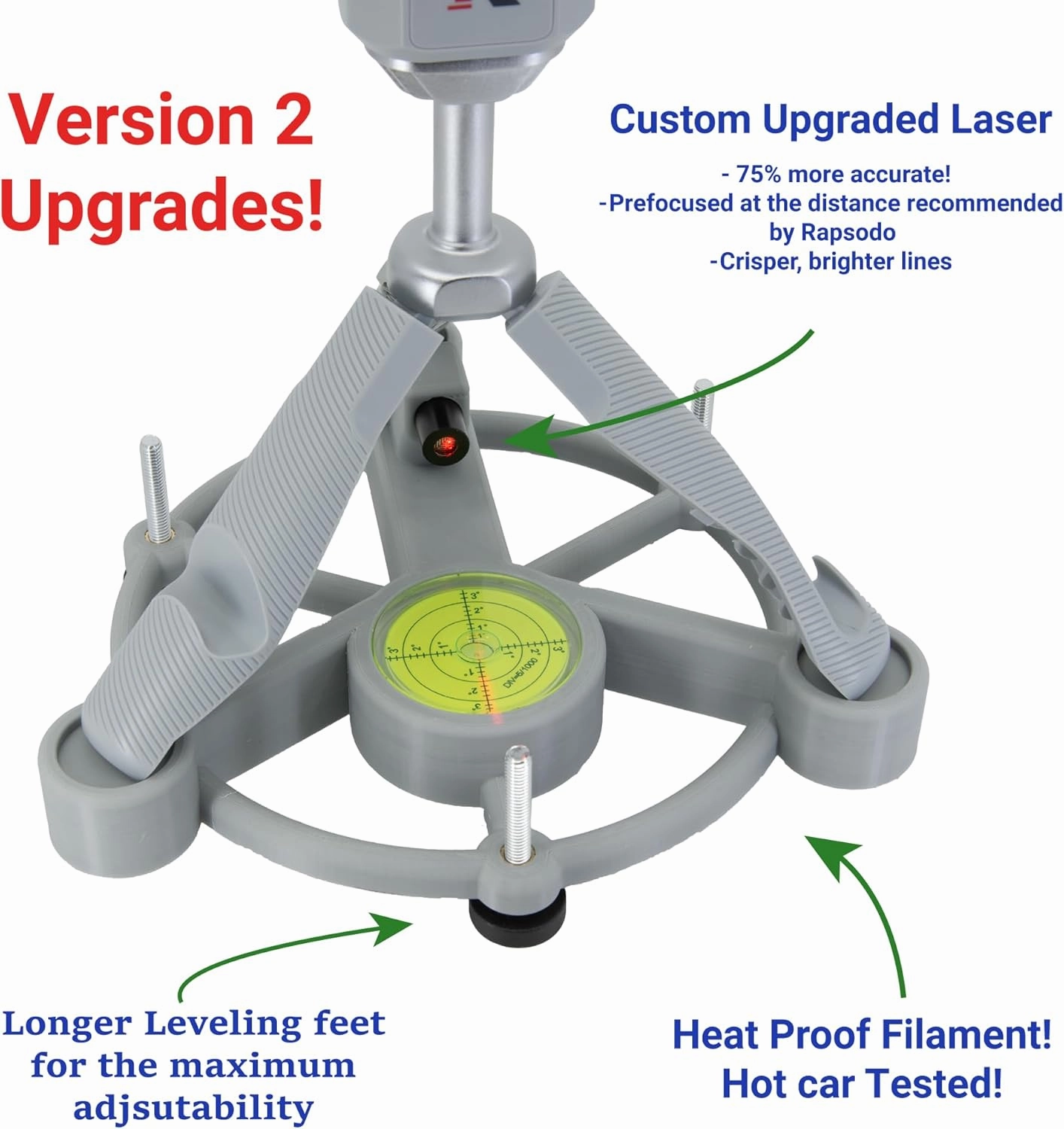 Laser Alignment and Leveling Stand Compatible with Rapsodo MLM2PRO - V2 Heat Proof Design