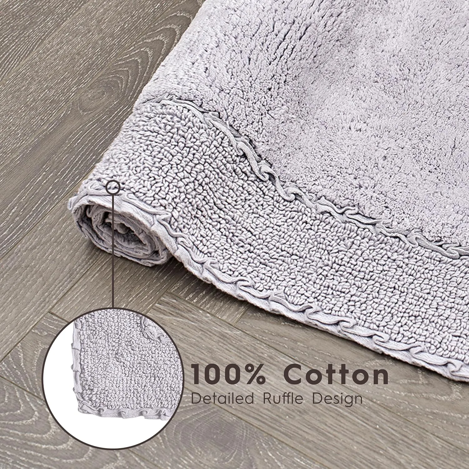 Laura Ashley Ruffle Border 100% Cotton Bath Rug, Purple, 17"x 24"