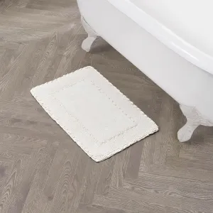 Laura Ashley Ruffle Cotton 17" x 24" Bath Rug, Ivory