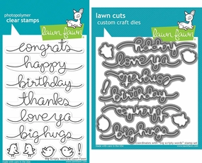 Lawn Fawn Big Scripty Words Stamp and Die Set - Two Item Bundle