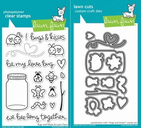 Lawn Fawn Bugs and Kisses Clear Photopolymer Stamps LF789 Bundle with Coordinating Lawn Cuts Dies LF790