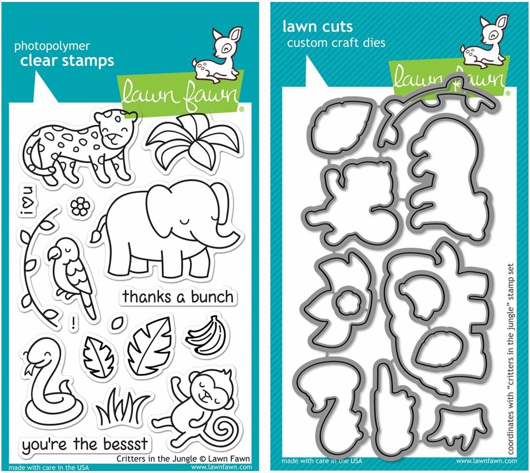 Lawn Fawn Critters in the Jungle Stamp and Die Bundle - Two Items