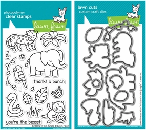 Lawn Fawn Critters in the Jungle Stamp and Die Bundle - Two Items
