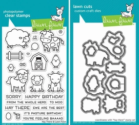 Lawn Fawn Hay There Clear Stamp and Coordinating Die Set - 2 Piece Bundle (LF1595 and LF1596)
