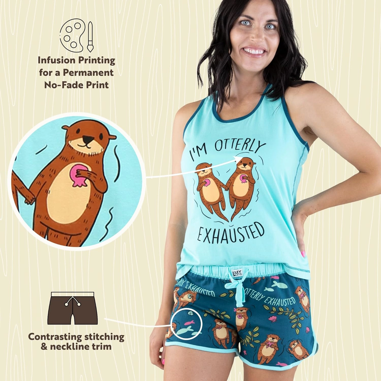 Lazy One Matching Pajamas for Women, Cute Pajama Shorts and Tank Top Set, Summer Pajamas