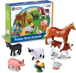 Learning Resources Jumbo Farm Animals, Animal Toy Set for Toddlers, 7 Pieces, Ages 18 Mos 
