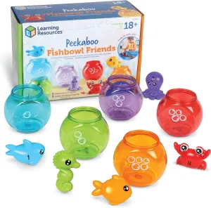 Learning Resources Peekaboo Fishbowl Friends, 10 Pieces, Ages 18 Months , Learning Toys, Baby Toys, Educational Toys,Fish Toys,Animal Toys,Bath Toys