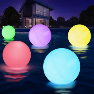 LED Large Floating Pool Ball - 16" Inflatable Solar Beach Ball Pool Toys for Adults and Kids with Remote Control 16 Colors Lights and 4 Modes Outdoor Solar Power Pool Party Decorations(2 Pcs)