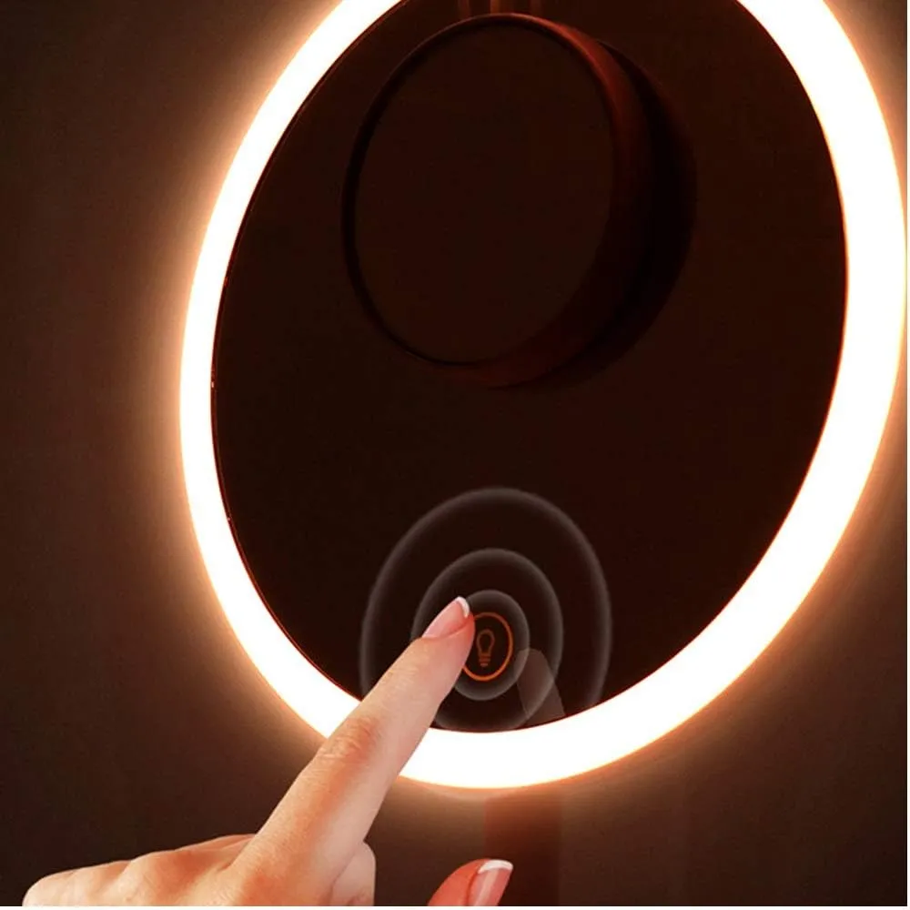 LED Makeup Mirror Tabletop Makeup Vanity Mirror with Detachable 5X Magnification Touch Screen 3 Brightness USB Recharge Led Lighted Mirror with Storage Drawer for Daily Use Cosmetic Mirror