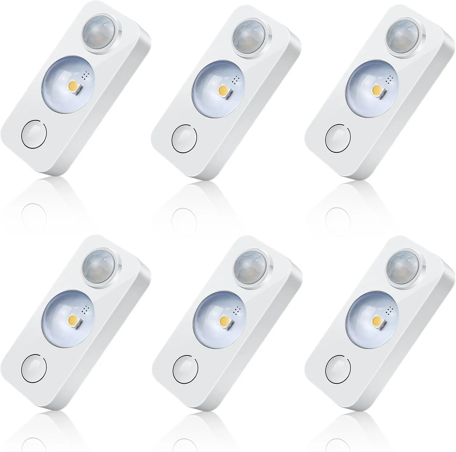 LED Motion Sensor Puck Lights, Rechargeable Cabinet Lights, Stick on Wireless LED Night Light for Closet, Drawer, Shelf, Under Cabinet, Daylight White 6Pack, USB Charging Cord Included