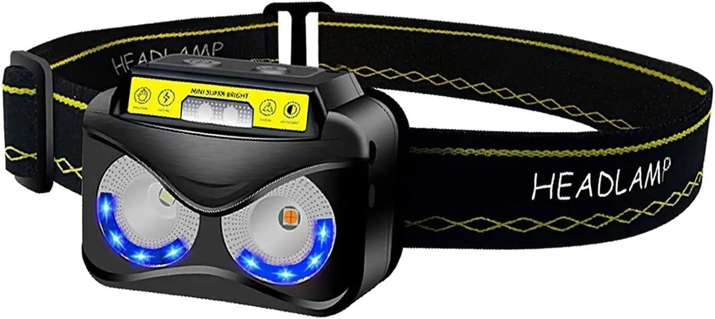 LED Rechargeable Headlamp Waterproof Torch Motion Sensor Control 650 Lumen Bright 30 s Runtime 1200mAh Battery USB Headlight Flashlight Camping Hiking Fishing Work (Black)