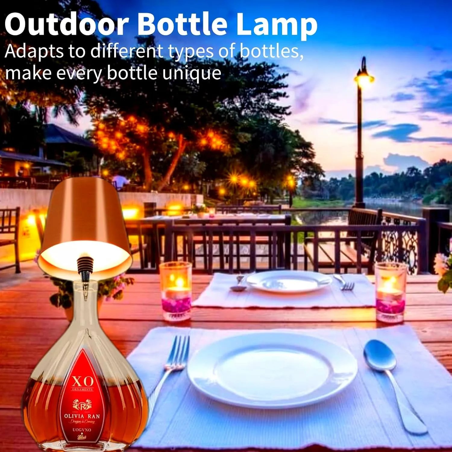 LED Rechargeable Wine Lamp, 3 Color Dimmable Touch Control Table Light for Liquor Bottles, Restaurant, Home, Bar, Office, Christmas (Rose Gold)