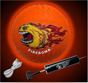 LED Rubber Ball- Rechargeable Light-Up Ball for Dodgeball, Kickball, Handball, Four Squrae, Playground Nighttime Fun Glowing Sports Ball for All Ages