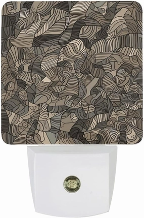 LED Energy Saving Plug in Night LightsBeige Block Pattern Printed with Auto Dusk to Dawn Sensor for Bathroom, Hallway, Bedroom, Living Room