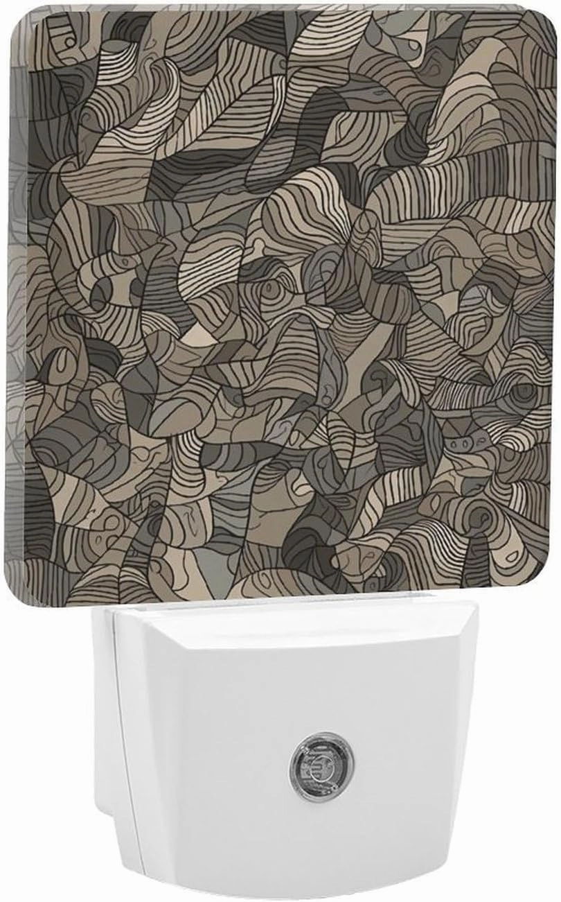 LED Energy Saving Plug in Night LightsBeige Block Pattern Printed with Auto Dusk to Dawn Sensor for Bathroom, Hallway, Bedroom, Living Room