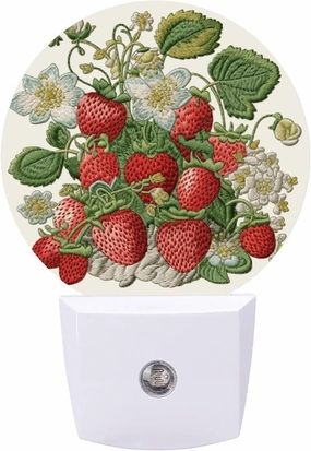 LED Energy Saving Plug in Night LightsStrawberry Embroidery Printed with Auto Dusk to Dawn Sensor for Bathroom, Hallway, Bedroom, Living Room
