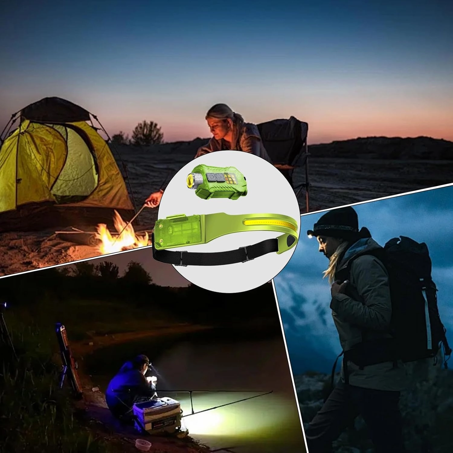 Led Headlamp, Headlamp with Motion Sensor, Waterproof Headlamp, Wide Beam Headlamp, Waterproof Led Headlamp for Camping, Featuring 230-degree Wide Beam, Motion Sensor, and Side Flashlight
