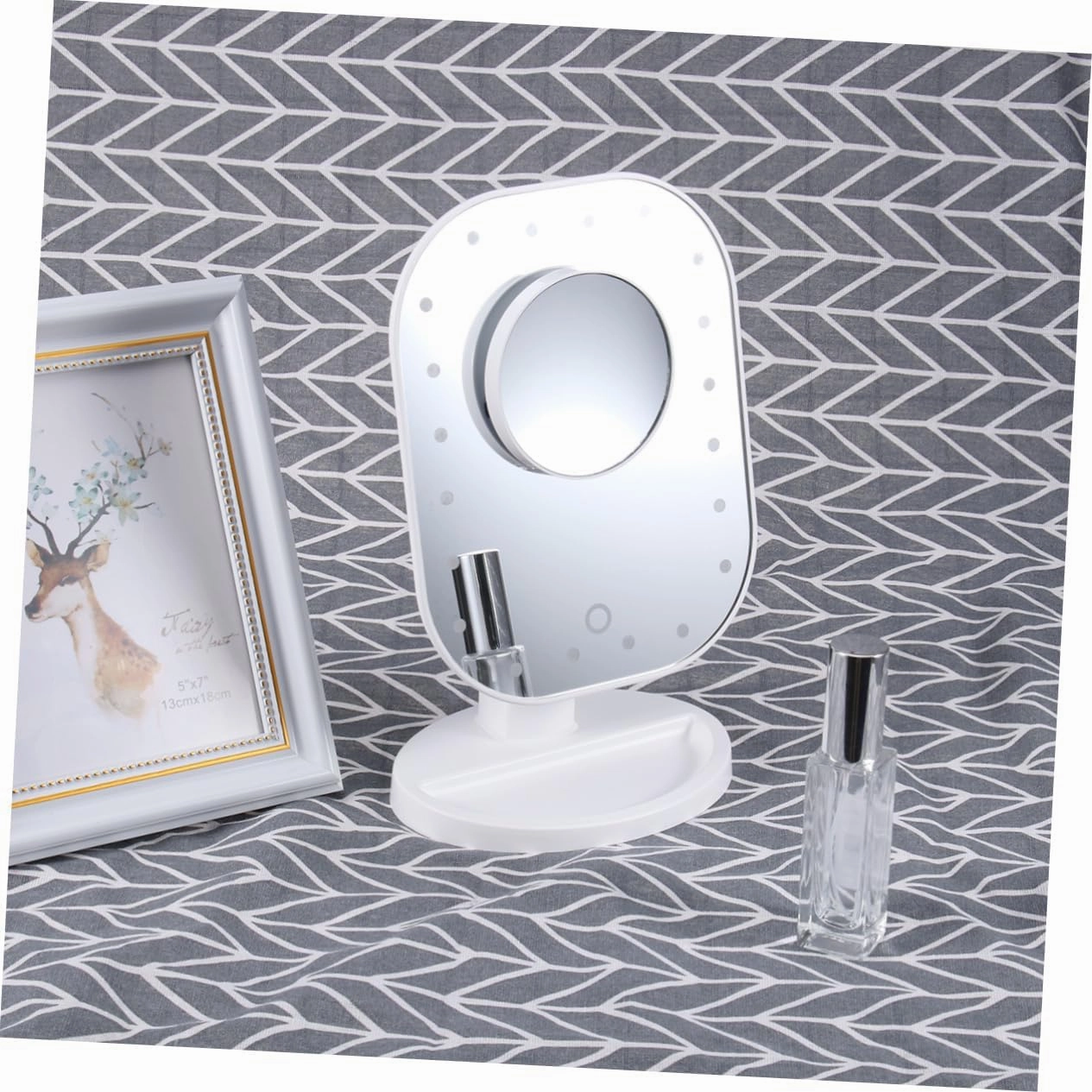 Led Illuminated 10x Magnified Makeup Mirror Rechargeable Touch Control 20 Lights White Beauty Tool