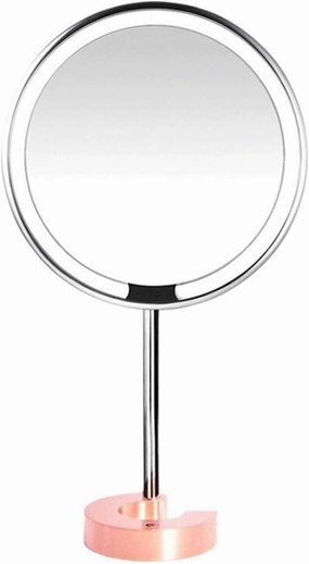 LED Makeup Mirror with Light, Intelligent Adjustable, High-Definition Daylight, Rose Gold, USB Rechargeable, 45x11.2x24.3cm