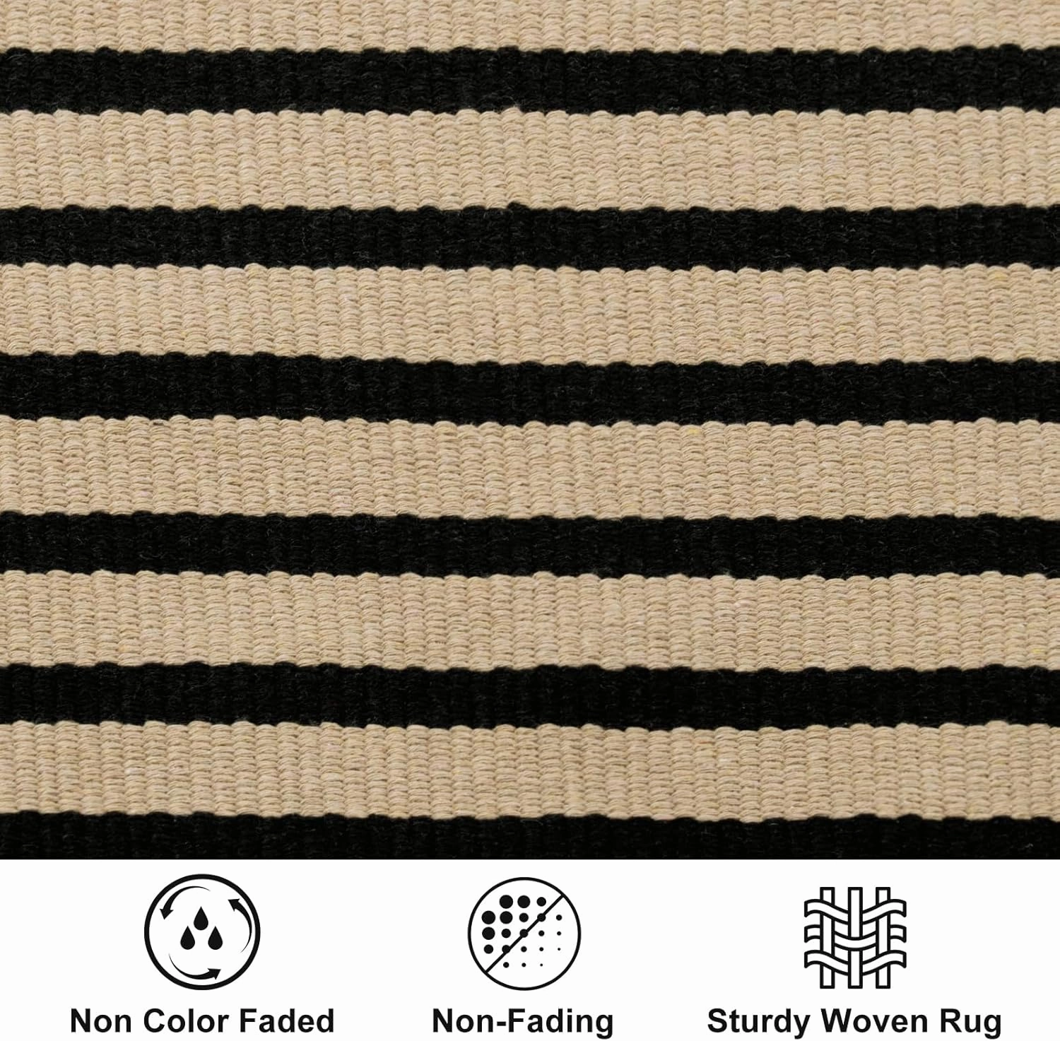 LEEVAN Door Mat Outside Entrance Washable Welcome Mat Black and White Outdoor Rug Farmhouse Front Porch Mats Outside Striped Layered Front Doormat for Porch/Entryway