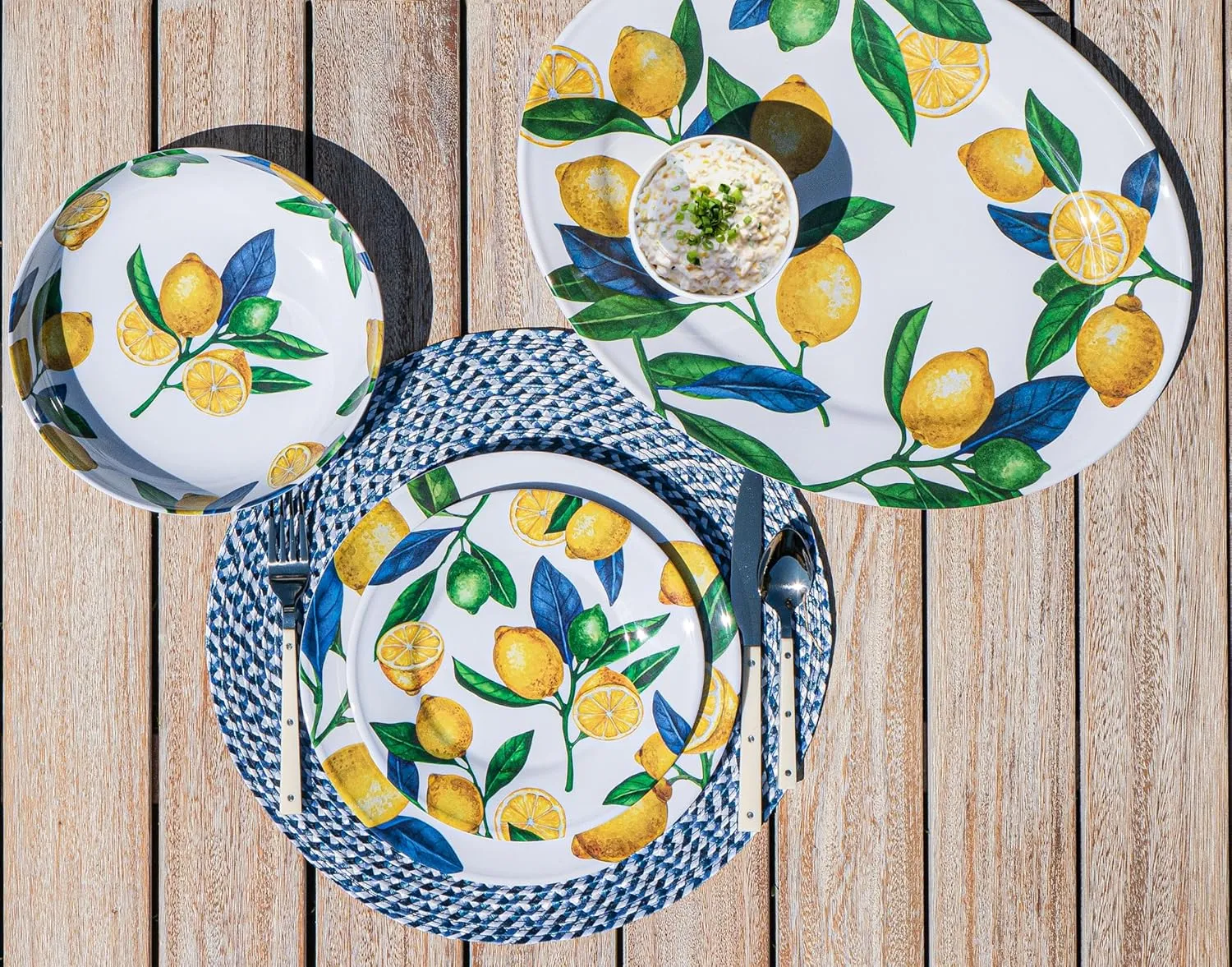 Lemon Orchard newWave Microwave Safe Premium Melamine Dinner Plate, Set of 6, 10.5"
