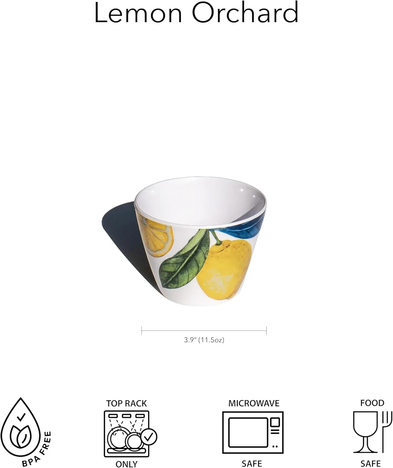 Lemon Orchard newWave Microwave Safe Premium Melamine Dinner Plate, Set of 6, 10.5"